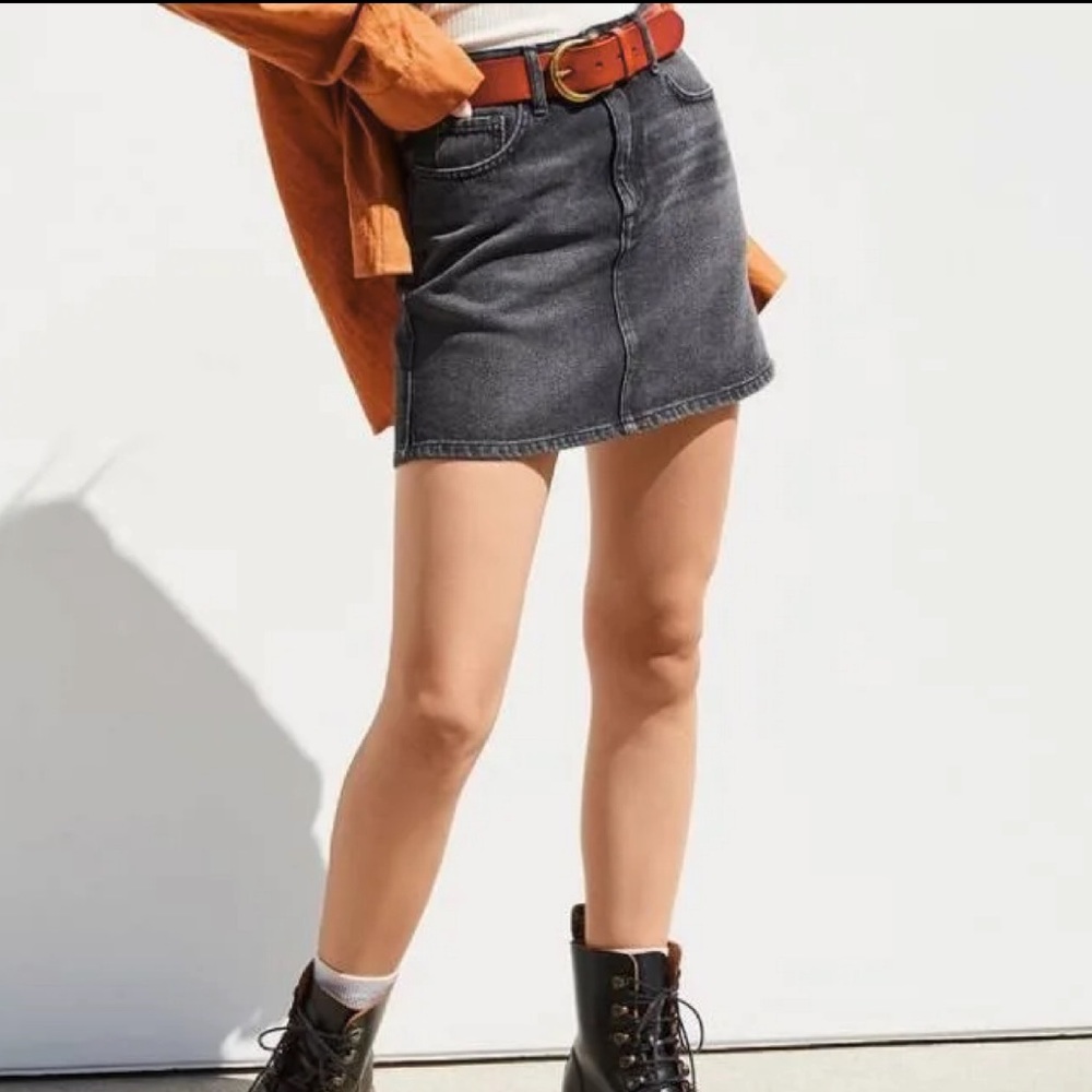 BDG Lila Black Denim Mini Skirt